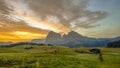 Alpe di Siusi,Italy,UNESCO Heritage,vibrant meadows, rustic huts