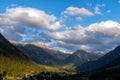 Alpen glow across a mountain range in bavaria