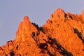 Alpen glow across a mountain range in bavaria