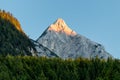 Alpen glow across a mountain range in bavaria