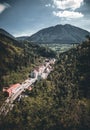 Alpen mountains at sunny day view from luisen hoehe valley highway bridge during spring Royalty Free Stock Photo