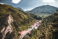 Alpen mountains at sunny day view from luisen hoehe valley highway bridge during spring Royalty Free Stock Photo