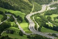 Alpen view to valley highway Royalty Free Stock Photo