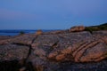 Alpenglow at sunset makes the Pink Granite rocks and crevasses o Royalty Free Stock Photo