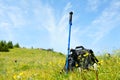 Alpenstock and backpack Royalty Free Stock Photo
