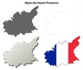 Alpes-de-Haute-Provence, Provence outline map set