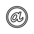 Black line icon for Alpha, letter and trigo