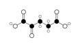 alpha-ketoglutaric acid molecule, structural chemical formula, ball-and-stick model, isolated image keto acid