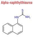 Alpha-naphthylthiourea ANTU rodenticide molecule. Skeletal formula. Royalty Free Stock Photo