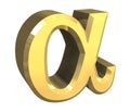 Alpha symbol in gold (3d)