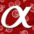 Alpha Symbol Over Red Black Floral Background Royalty Free Stock Photo