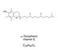 Alpha-Tocopherol, Vitamin E chemical formula and skeletal structure