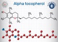 Alpha tocopherol vitamin E molecule. Structural chemical form