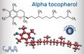 Alpha tocopherol vitamin E molecule. Structural chemical form