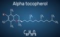 Alpha tocopherol vitamin E molecule. Structural chemical form Royalty Free Stock Photo