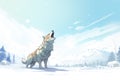 alpha wolf howling, pack behind in snow stance Royalty Free Stock Photo