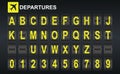 Alphabet in airport arrival and departure display style template.