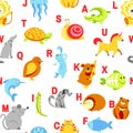 Alphabet animals and letters study for children vector Royalty Free Stock Photo