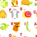 Alphabet animals and letters study material for children vector. Royalty Free Stock Photo