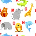 Alphabet animals and letters study material for children vector. Royalty Free Stock Photo