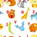 Alphabet animals and letters study material for children vector. Royalty Free Stock Photo