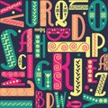 Alphabet in art deco style Vector colorful letters Seamless pattern Royalty Free Stock Photo