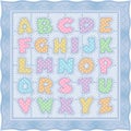 Alphabet Baby Quilt, Blue Pastel Royalty Free Stock Photo