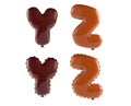Alphabet Ballons letters Y, Z, 3d rendering, font colorful