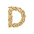 Alphabet bullet set letter D gold color, illustration 3D virtual
