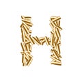 Alphabet bullet set letter H gold color, illustration 3D virtual