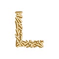 Alphabet bullet set letter L gold color, illustration 3D virtual design