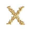 Alphabet bullet set letter X gold color, illustration 3D virtual design