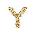 Alphabet bullet set letter Y gold color, illustration 3D virtual