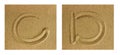 Alphabet C-D on sand Royalty Free Stock Photo