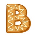 Alphabet Capital Letter B as Freshly Baked Cookie and Christmas Holiday Treat Vector Illustration