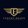 Alphabet capital logo creative design luxury concept with wings ornament silhouette