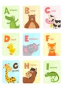 Alphabet card with animals A to I