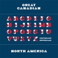 Alphabet for celebration design 1 th july in National canada flag style font on dark blue background with text Great Canadian Royalty Free Stock Photo