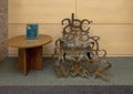 `The Alphabet Chair` by artist Sarah Peters inside the Lewisville Public Library in Texas.