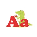 Alphabet for children, letter A, alligator, vector illustration. Royalty Free Stock Photo