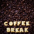 Alphabet coffee break made from bread cookies