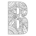 Alphabet coloring page. Capital letter. Vector illustration.