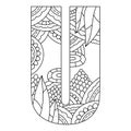 Alphabet coloring page. Capital letter. Vector illustration.