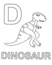 Alphabet coloring page with wild dinosaur in doodle style