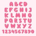 Alphabet cookie food pink color tasty cookies set with glaze vector illustration. Isolated textured letters Cookie