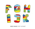 Alphabet created from playing bricks. Royalty Free Stock Photo