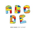 Alphabet created from playing bricks. Royalty Free Stock Photo