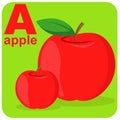 The alphabet cube with the letter A is an apple. Vector illustration on the theme of games and education Royalty Free Stock Photo