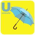 The alphabet cube with the letter U is an umbrella. Vector illustration on the theme of games and education Royalty Free Stock Photo