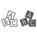 Alphabet cubes line and glyph icon, abc and toy, block sign, vector graphics, a linear pattern on a white background. Royalty Free Stock Photo